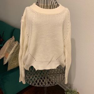 Asymmetrical cream sweater w/ zipper back